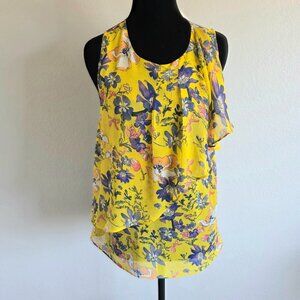 HD in Paris Anthropologie Size 2 Floral Layer Chiffon Keyhole Back Neck Colorful